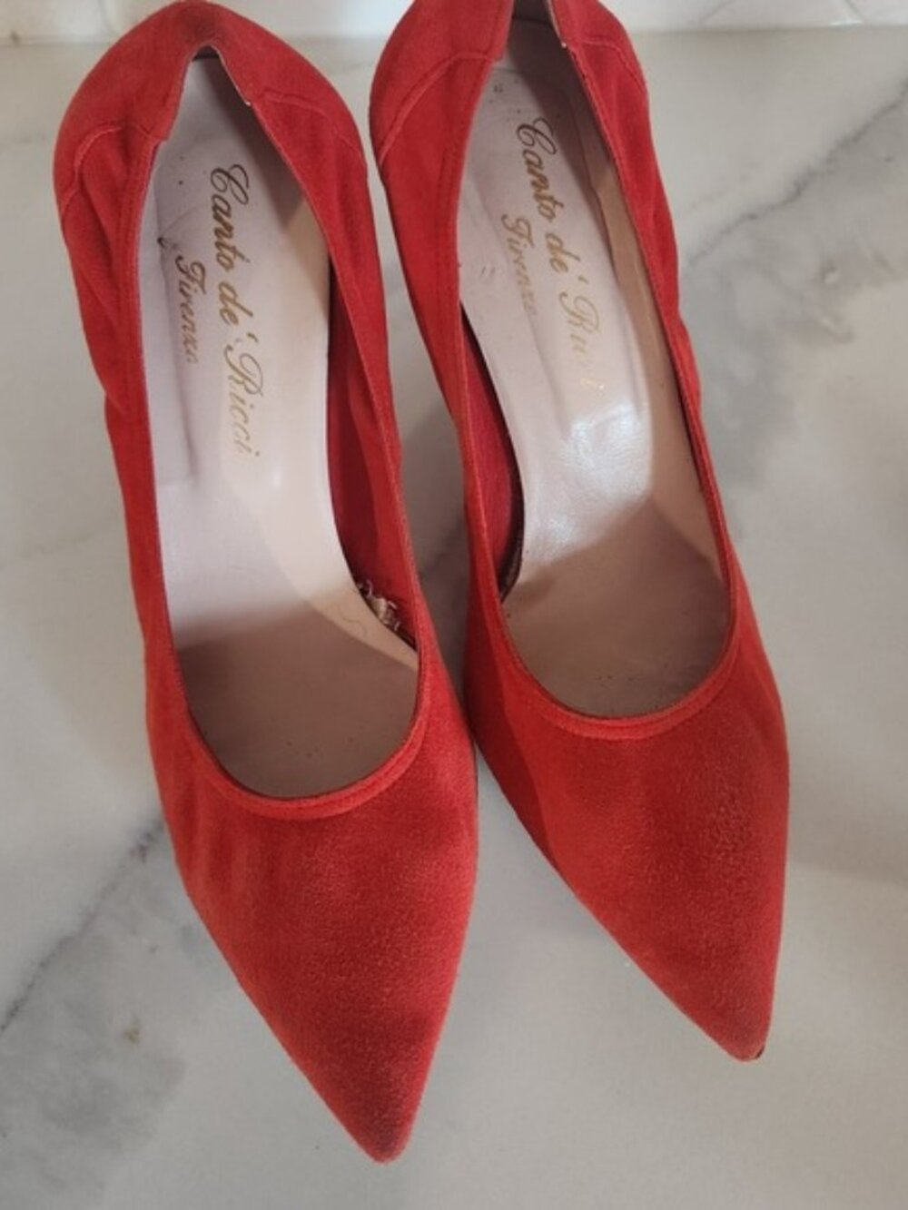 Canto‎ De Ricci Italy Suede Pointed Toe Kitten Heel Pumps Size 39 Christmas - Picture 4 of 8